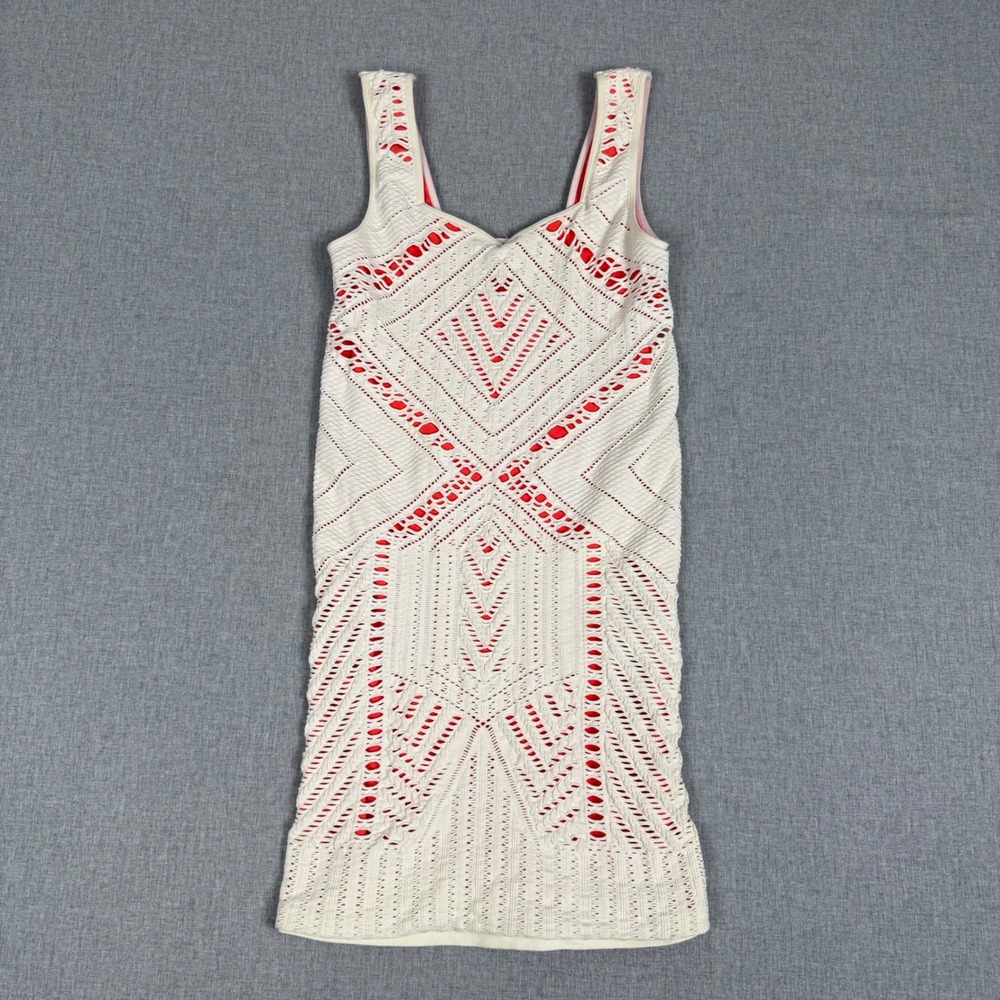 Free People Intimately White Crochet Lace Mini Dress XS/S Red Lining NWT